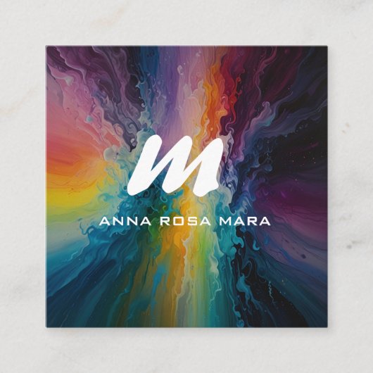 *~* カラフルモダン抽象芸術はっきりしたAP93 QR スクエア名刺 (正面)