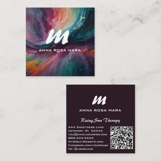 *~*カラフルモダン抽象芸術はっきりしたQR AP93 スクエア名刺 (正面/裏面)
