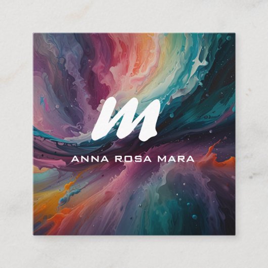*~*カラフルモダン抽象芸術はっきりしたQR AP93 スクエア名刺 (正面)