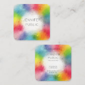 カラフルモダン抽象芸術アートレインボーカラートレンディー スクエア名刺 (正面/裏面)