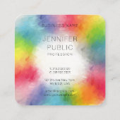カラフルモダン抽象芸術アートレインボーカラートレンディー スクエア名刺 (裏面)