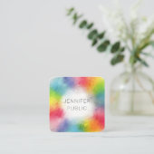 カラフルモダン抽象芸術アートレインボーカラートレンディー スクエア名刺 (スタンド正面)