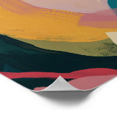 カラフルモダン抽象芸術アート – イエローピンクブルー ポスター (角)