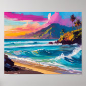 カラフルモダン抽象芸術ビーチ ポスター (正面)