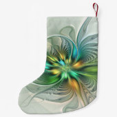 カラフルモダン抽象芸術フラワーフラクタルアート名 スモールクリスマスストッキング (裏面)