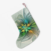 カラフルモダン抽象芸術フラワーフラクタルアート名 スモールクリスマスストッキング (裏面 (吊り時))