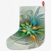 カラフルモダン抽象芸術フラワーフラクタルアート名 ラージクリスマスストッキング (裏面)