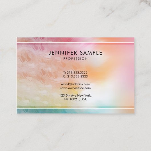 カラフルモダン抽象芸術プロフェッショナルトレンディー 名刺 (裏面)