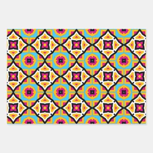 カラフルモダン抽象芸術モザイクの幾何学的パターン ラッピングペーパーシート (正面)