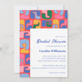 カラフルモダン抽象芸術ユニーク赤ブライダルシャワー 招待状 (正面)