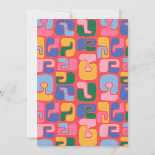 カラフルモダン抽象芸術ユニーク赤ブライダルシャワー 招待状 (裏面)