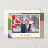カラフルモダン抽象芸術写真結婚の サンキューカード (正面/裏面)
