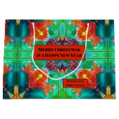 カラフルモダン抽象芸術水色クリスマス ラージペーパーバッグ (正面)