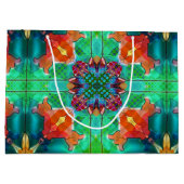 カラフルモダン抽象芸術水色クリスマス ラージペーパーバッグ (裏面)