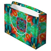 カラフルモダン抽象芸術水色クリスマス ラージペーパーバッグ (裏面アングル)