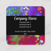 カラフルモダン抽象芸術水色(ばちゃばちゃ)跳ねるはっきりした スクエア名刺 (裏面)