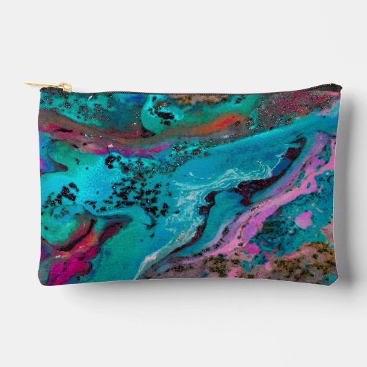 カラフルモダン抽象芸術流絵画液 アクセサリーポーチ (正面)