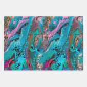 カラフルモダン抽象芸術流絵画液 ラッピングペーパーシート (正面3)