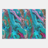 カラフルモダン抽象芸術流絵画液 ラッピングペーパーシート (正面)