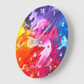 カラフルモダン抽象芸術絵を描 ラージ壁時計 (傾斜)