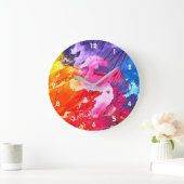 カラフルモダン抽象芸術絵を描 ラージ壁時計 (ホーム)