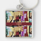 カラフルモダン抽象芸術 キーホルダー (正面)