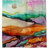 カラフルモダン抽象芸術 シャワーカーテン (正面)