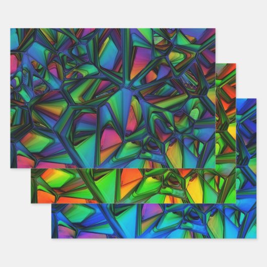カラフルモダン抽象芸術 ラッピングペーパーシート (セット)