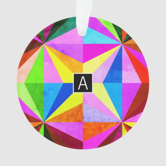 カラフルモダン数々の幾何 |モノグラム オーナメント (正面)