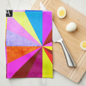 カラフルモダン数々の幾何 |モノグラム キッチンタオル (四つ折り)