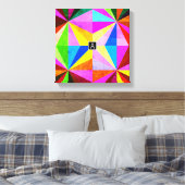 カラフルモダン数々の幾何 |モノグラム キャンバスプリント (インサイチュ (寝室))