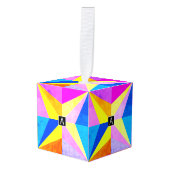 カラフルモダン数々の幾何 |モノグラム キューブオーナメント (正面アングル)