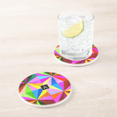 カラフルモダン数々の幾何 |モノグラム コースター (側面)