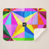 カラフルモダン数々の幾何 |モノグラム シェルパブランケット (正面(横))