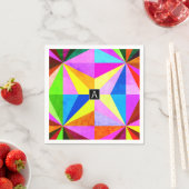 カラフルモダン数々の幾何 |モノグラム スタンダードカクテルナプキン (インサイチュ)