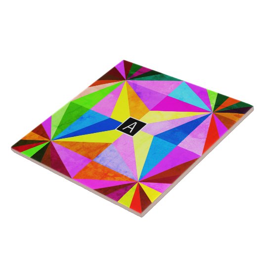 カラフルモダン数々の幾何 |モノグラム タイル (側面)