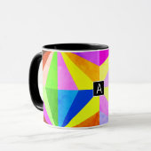 カラフルモダン数々の幾何 |モノグラム マグカップ (正面左)