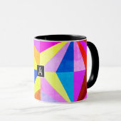 カラフルモダン数々の幾何 |モノグラム マグカップ (正面右)