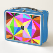 カラフルモダン数々の幾何 |モノグラム メタルランチボックス (正面)