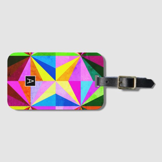 カラフルモダン数々の幾何 |モノグラム ラゲッジタグ (正面横)