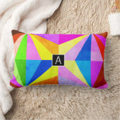 カラフルモダン数々の幾何 |モノグラム ランバークッション (ブランケット)