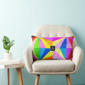 カラフルモダン数々の幾何 |モノグラム ランバークッション (椅子)