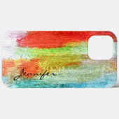 カラフルモダン木目の外観 Case-Mate iPhoneケース (裏面 (横))