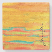 カラフルモダン木目の背景 ストーンコースター (正面)