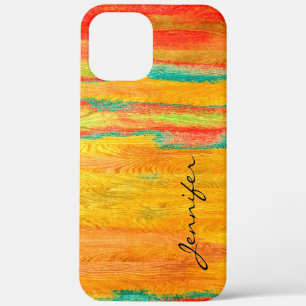 カラフルモダン木目の背景 iPhone 12 PRO MAX ケース