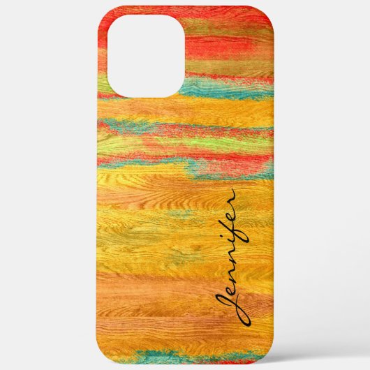カラフルモダン木目の背景 Case-Mate iPhoneケース (裏面)