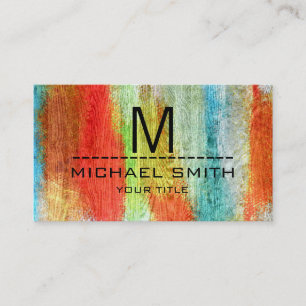 カラフルモダン木目モノグラム#21 名刺