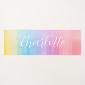 カラフルモダン水彩虹パーソナライズされた ヨガマット (正面(横))