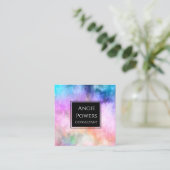 カラフルモダン水色スタイル抽象芸術カスタム スクエア名刺 (スタンド正面)