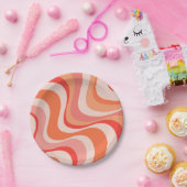 カラフルモダン波デザイン ペーパープレート (パーティー)